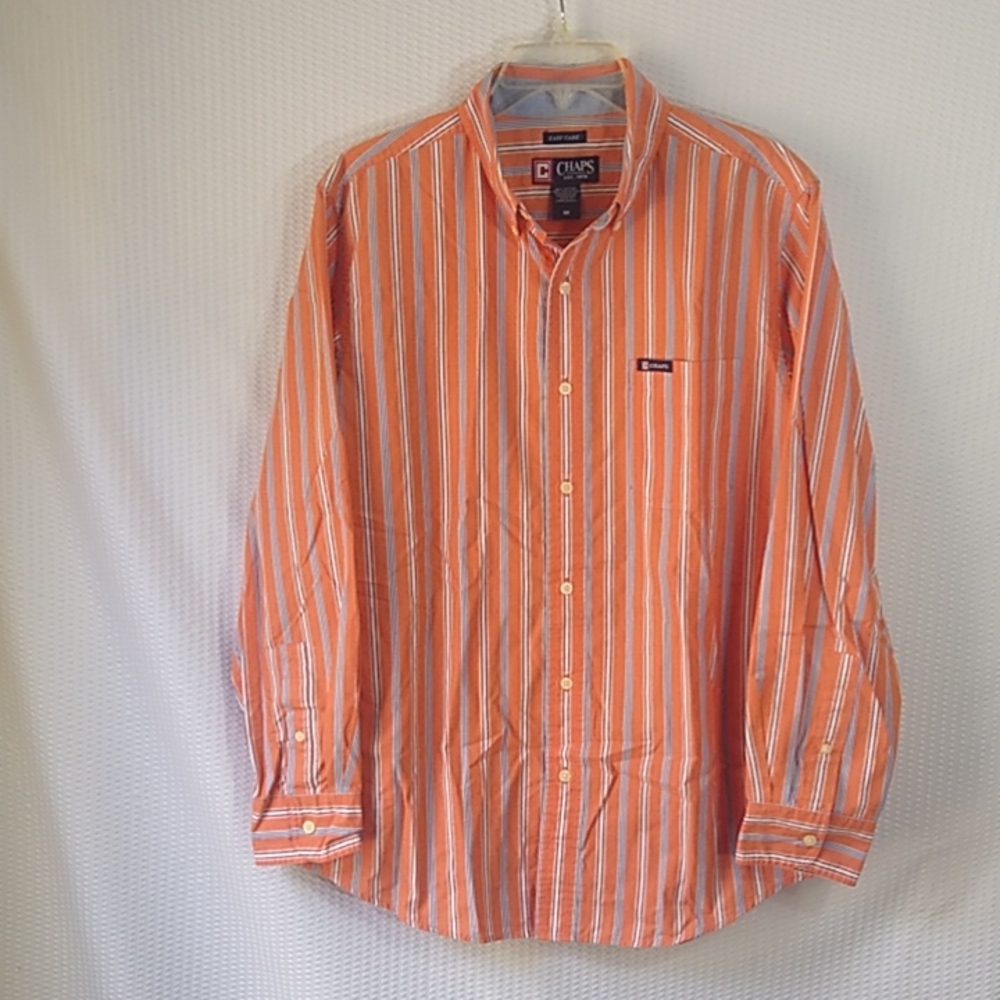 Vintage Chaps Classic Orange Stripe Button Down Shirt Medium